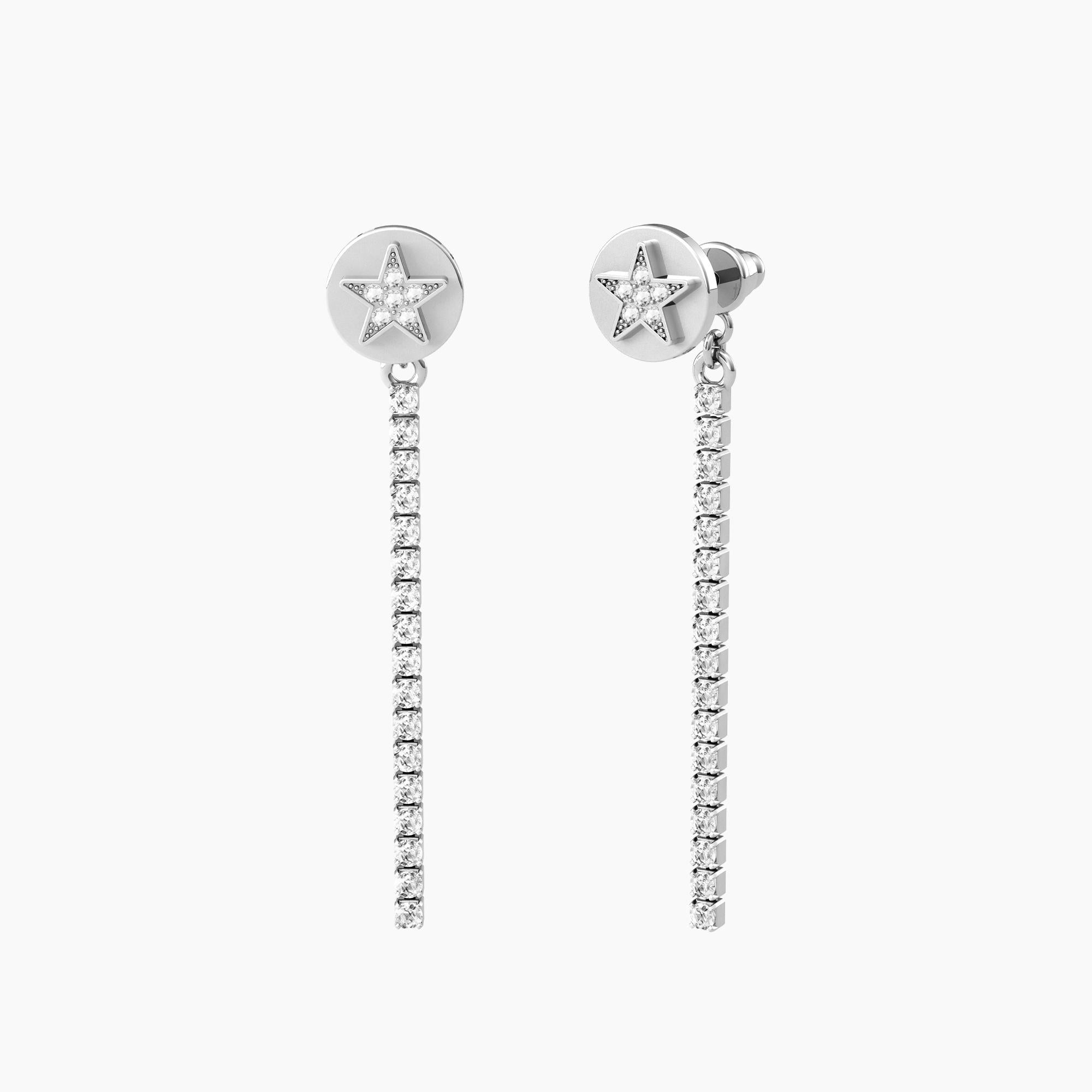 Orecchini Kidult Symbols pendenti con stelle e tennis di cristalli