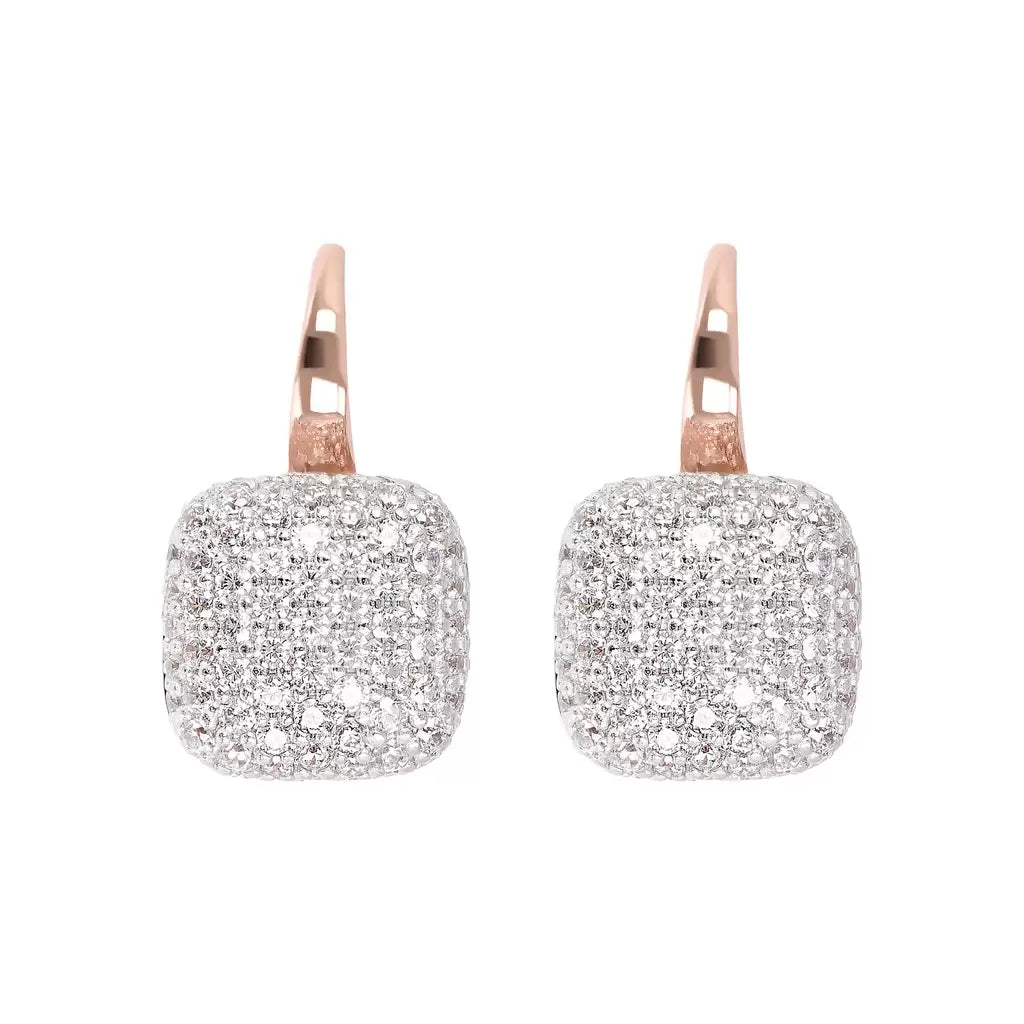 Orecchini Bronzallure Pave' quadrati