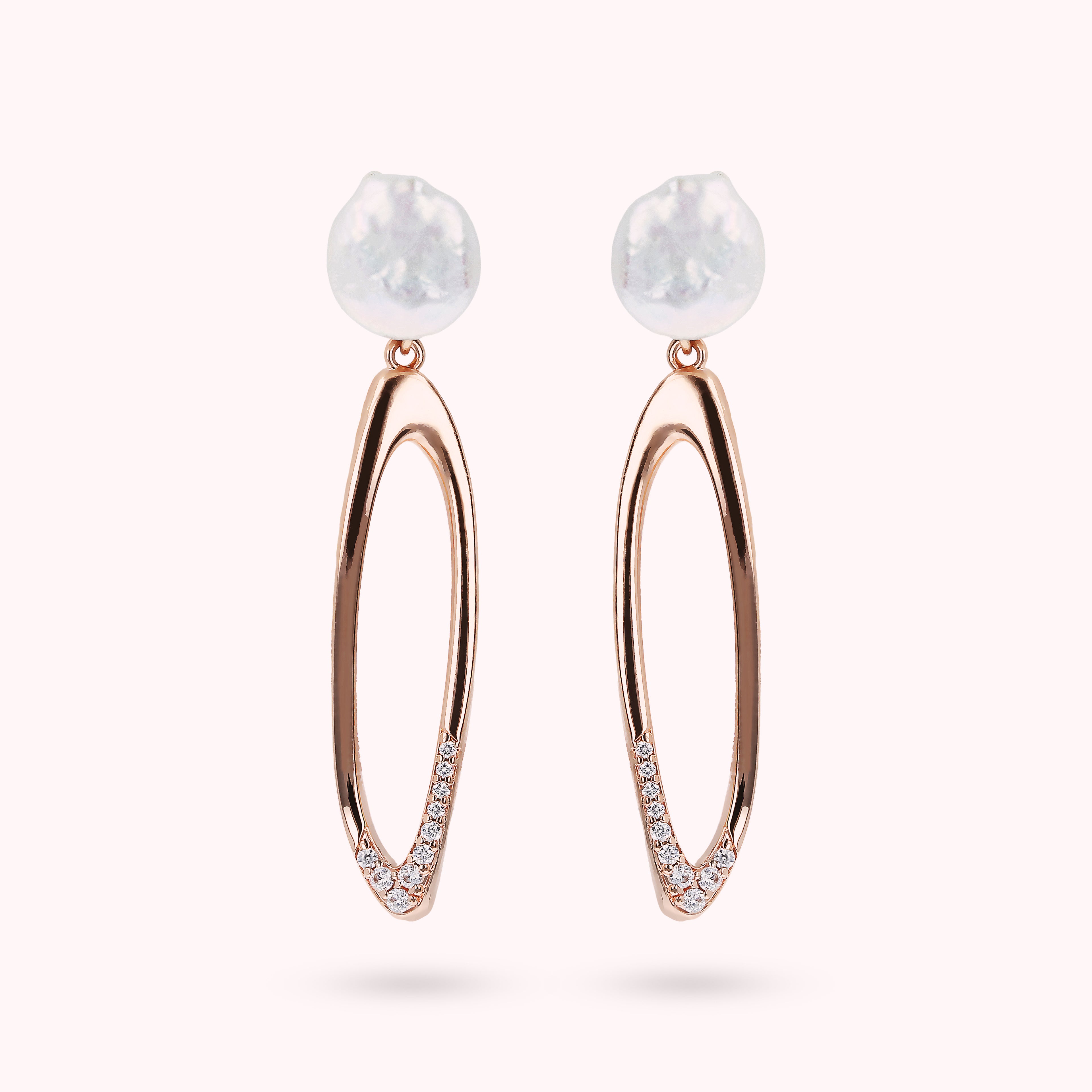 Orecchini Bronzallure golden rosé con perle e zirconi