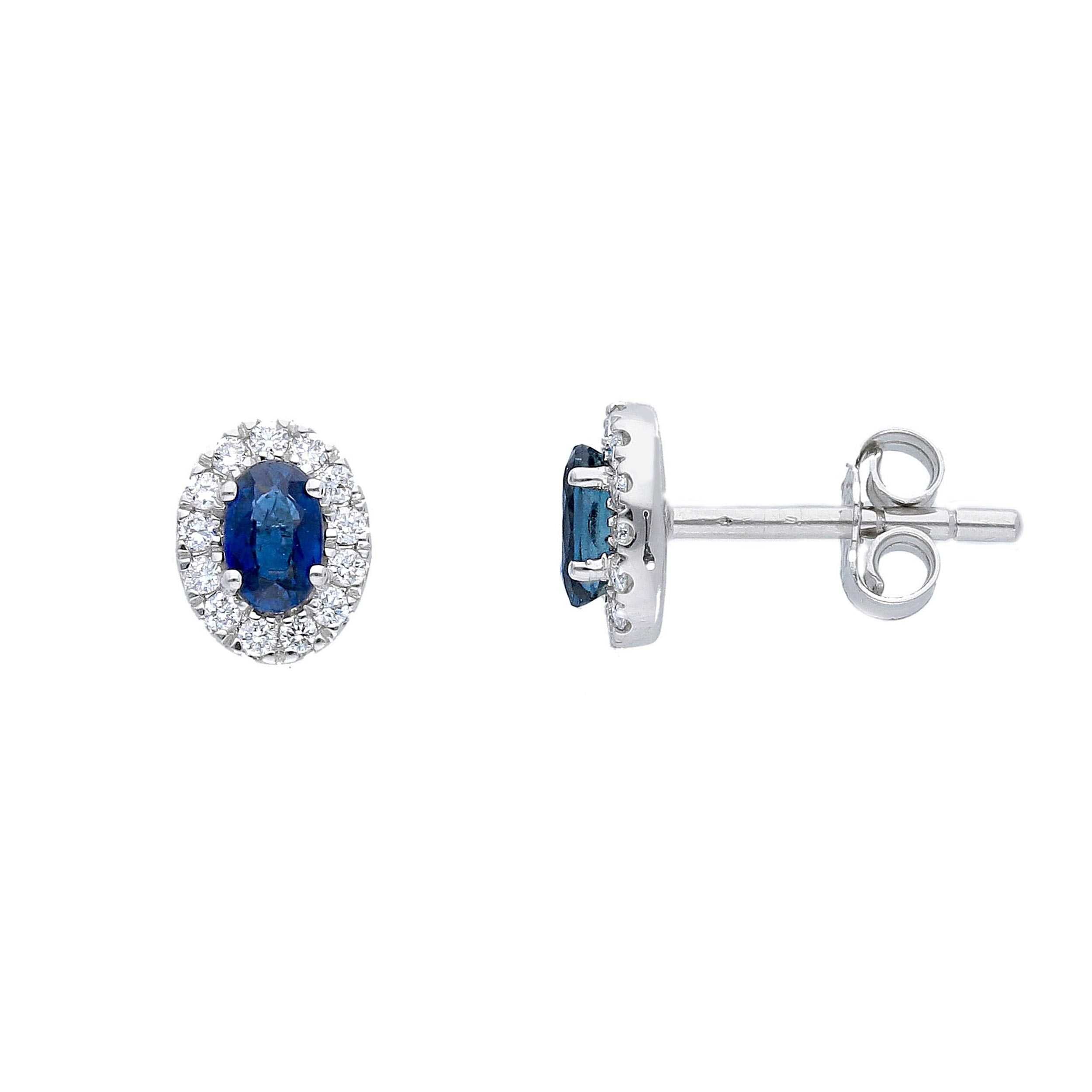 Orecchini Abeni in oro bianco 18k con diamanti e zaffiri blu naturali