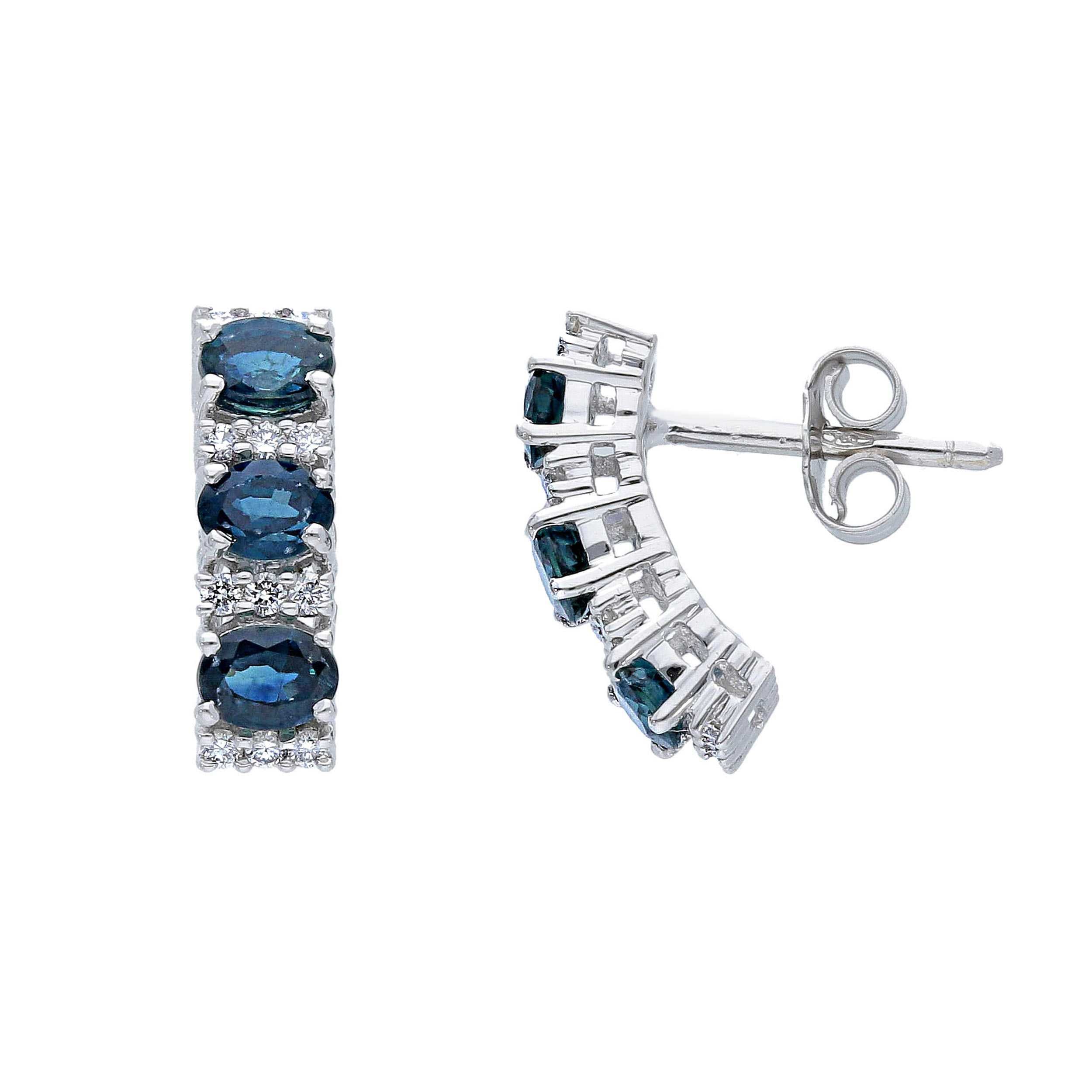 Orecchini Abeni in oro bianco con zaffiri blu e diamanti naturali