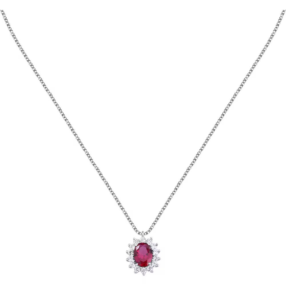 Collana Morellato Duchessa in argento con zirconi e gemma rossa