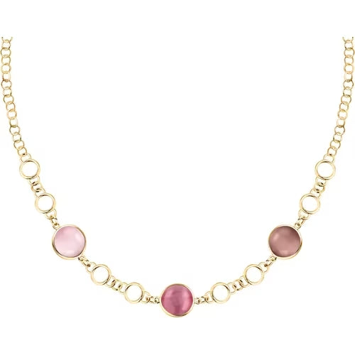 Collana Morellato Venezia in argento laminato giallo con pietre rosa