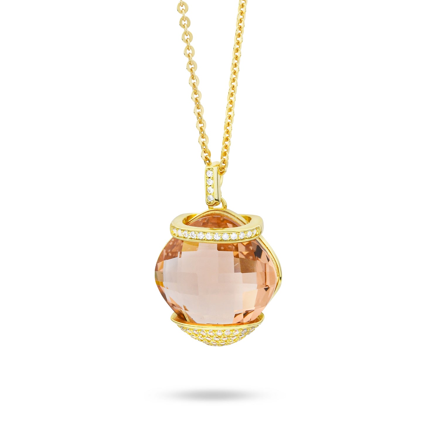 Collana Boccadamo in argento laminato giallo con cristallo peach e zirconi