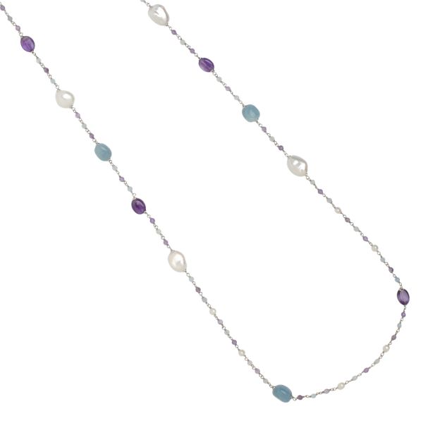 Collana Boccadamo con perle, ametista e acquamarina