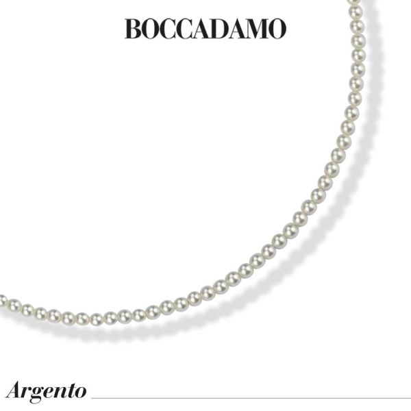 Collana Boccadamo in argento con filo di perle bianche