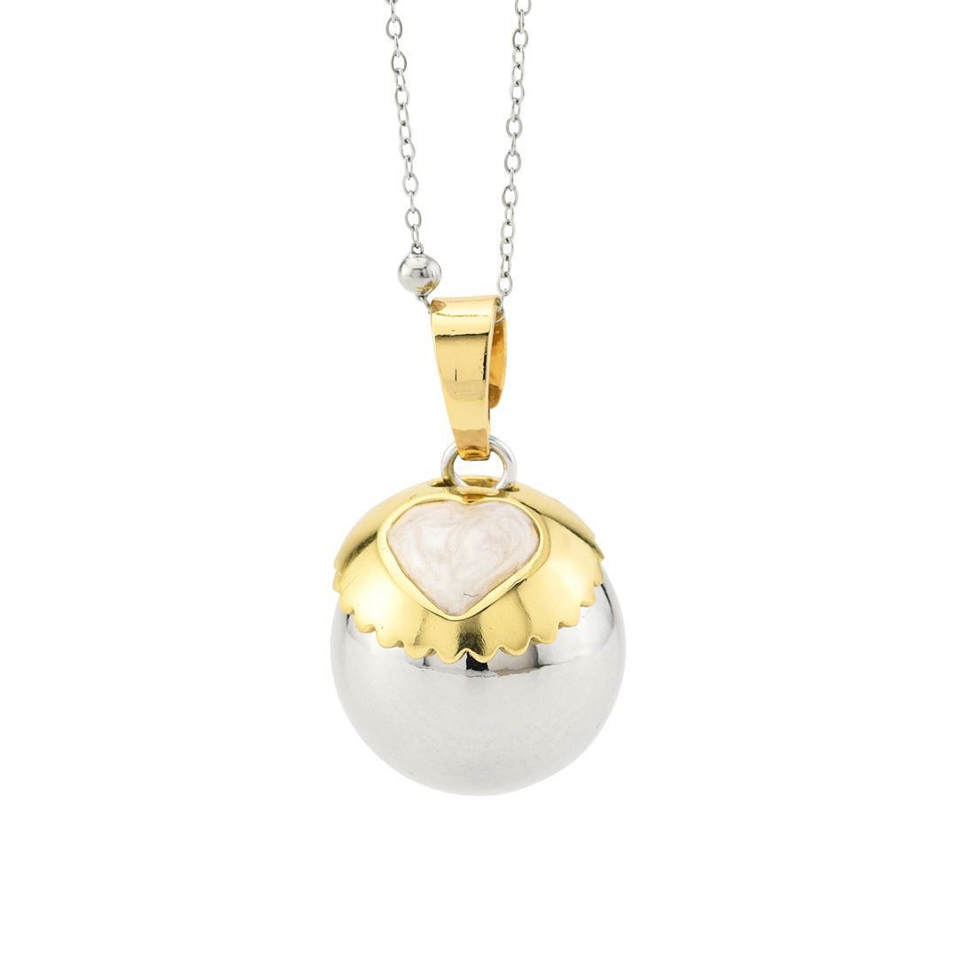 Collana Boccadamo chiama angeli con coppetta placcata oro giallo e cuore smaltato