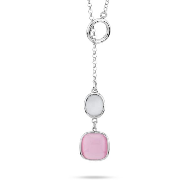 Collana Boccadamo saliscendi con pendente di cristalli white e rosa baby