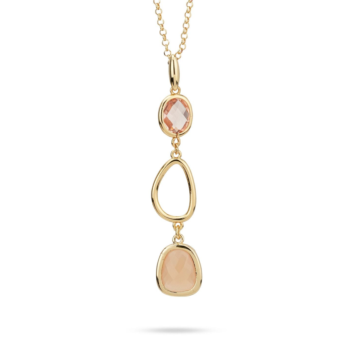 Collana Boccadamo placcata oro giallo con cristalli pendenti di colore peach e arancio