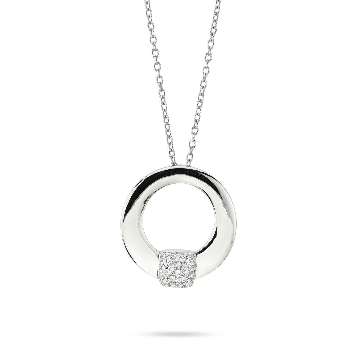 Girocollo Boccadamo con pendente circolare piccolo con quadrato centrale in pavè di zirconi
