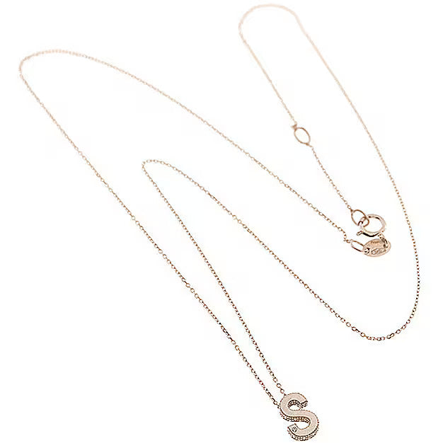 Collana Bliss Joy in oro rosa con diamante e lettera S