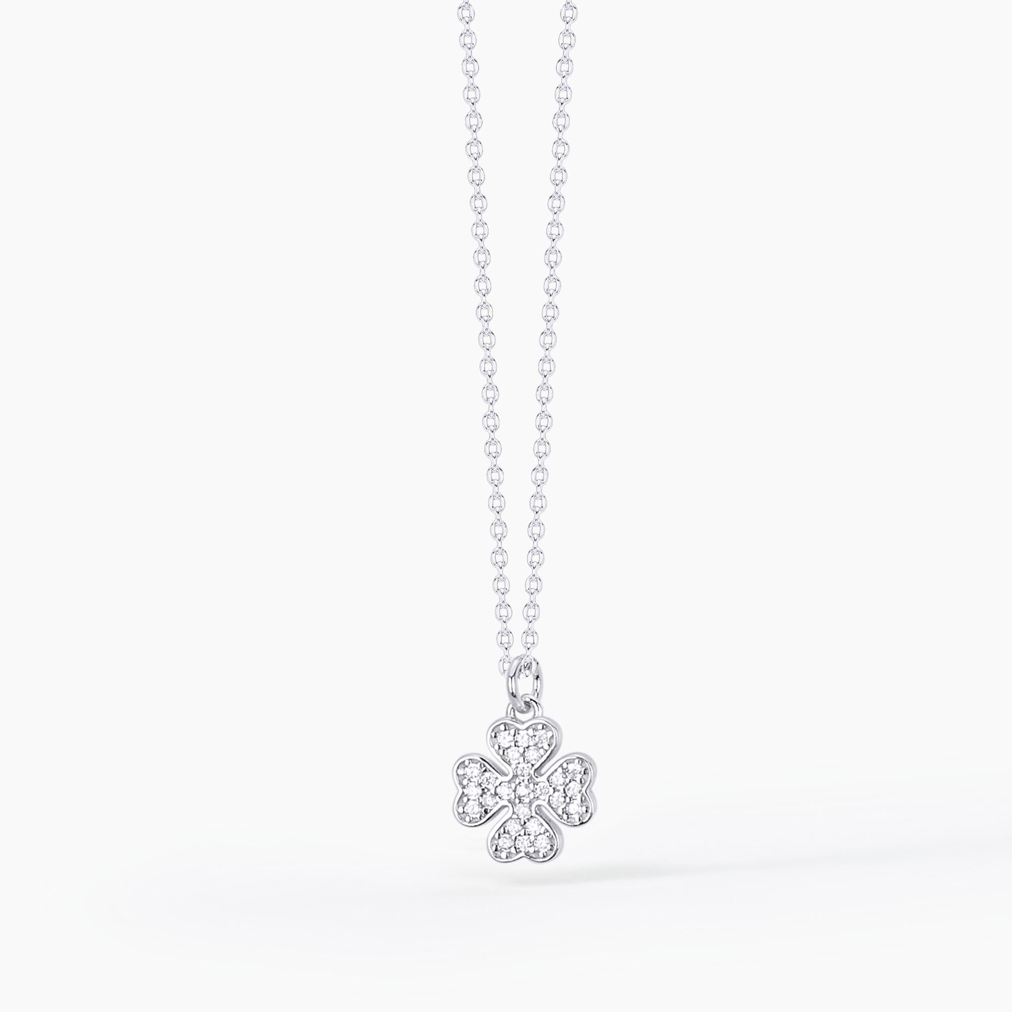 Girocollo Mabina in argento con quadrifoglio e zirconi