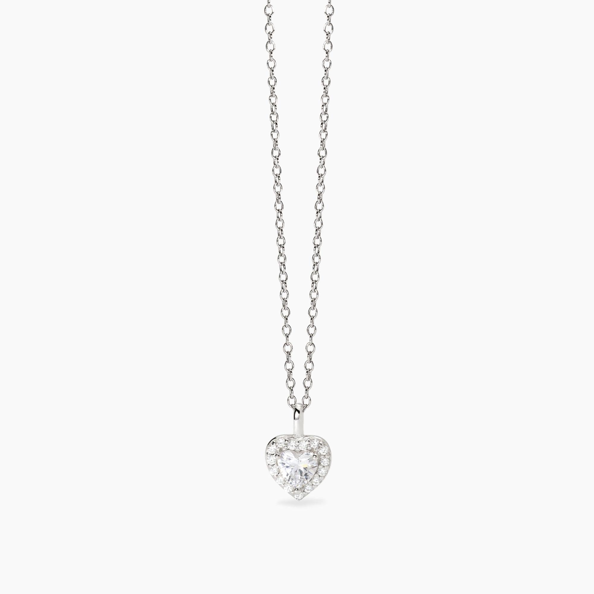 Collana Mabina in argento con ciondolo cuore e zirconi