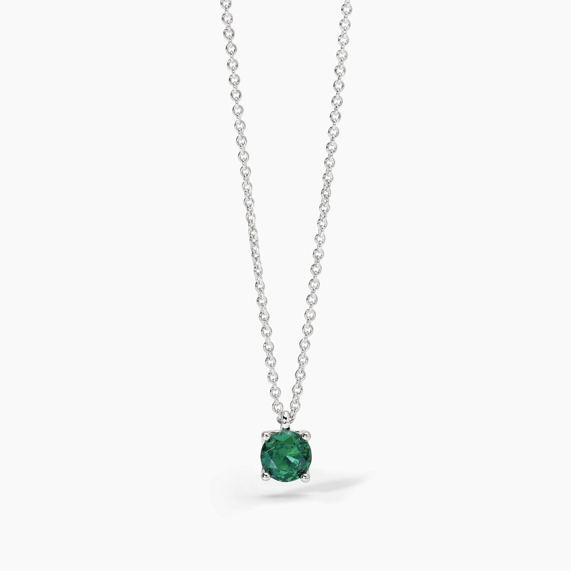 Girocollo Mabina Shiny in argento con smeraldo sintetico
