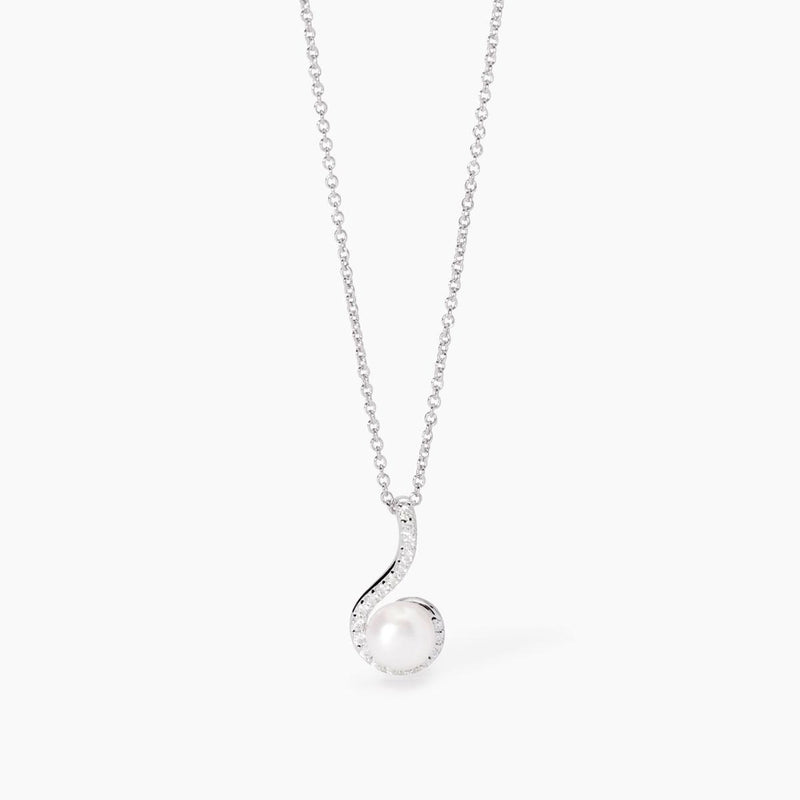 Girocollo Mabina in argento con ciondolo amo con perla e zirconi