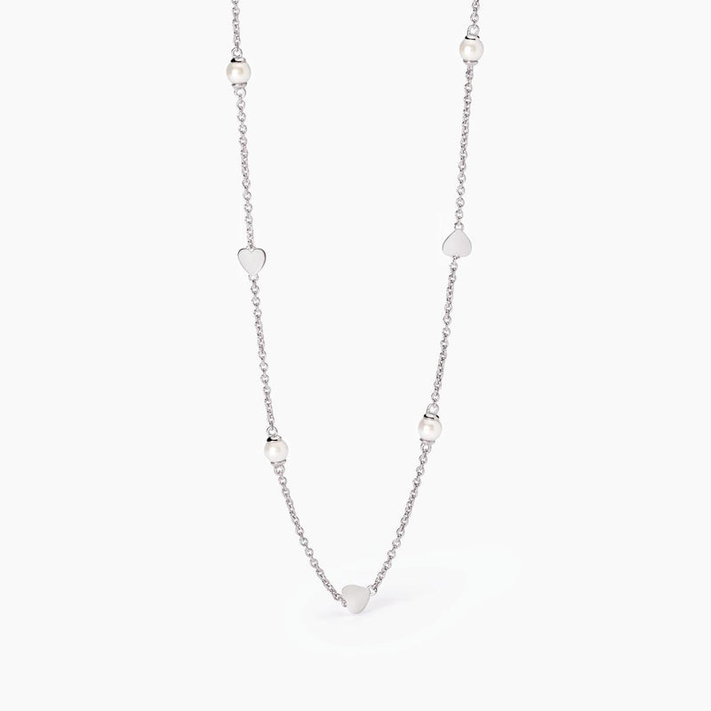 Girocollo Mabina in argento con cuori e perle