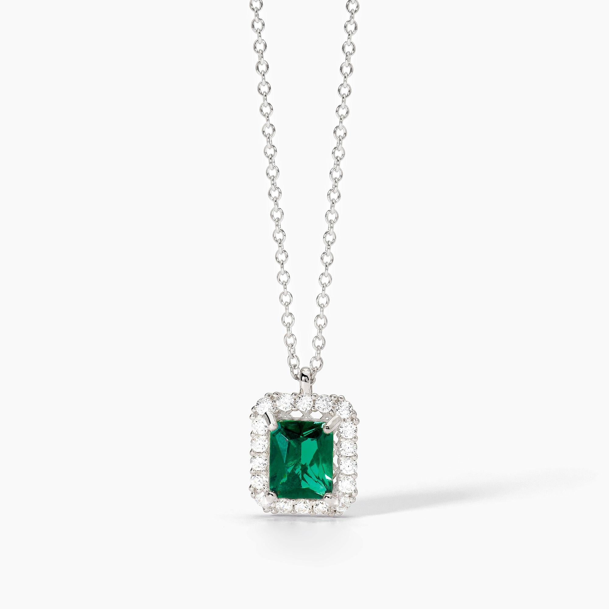 Collana Mabina in argento con smeraldo sintetico e zirconi
