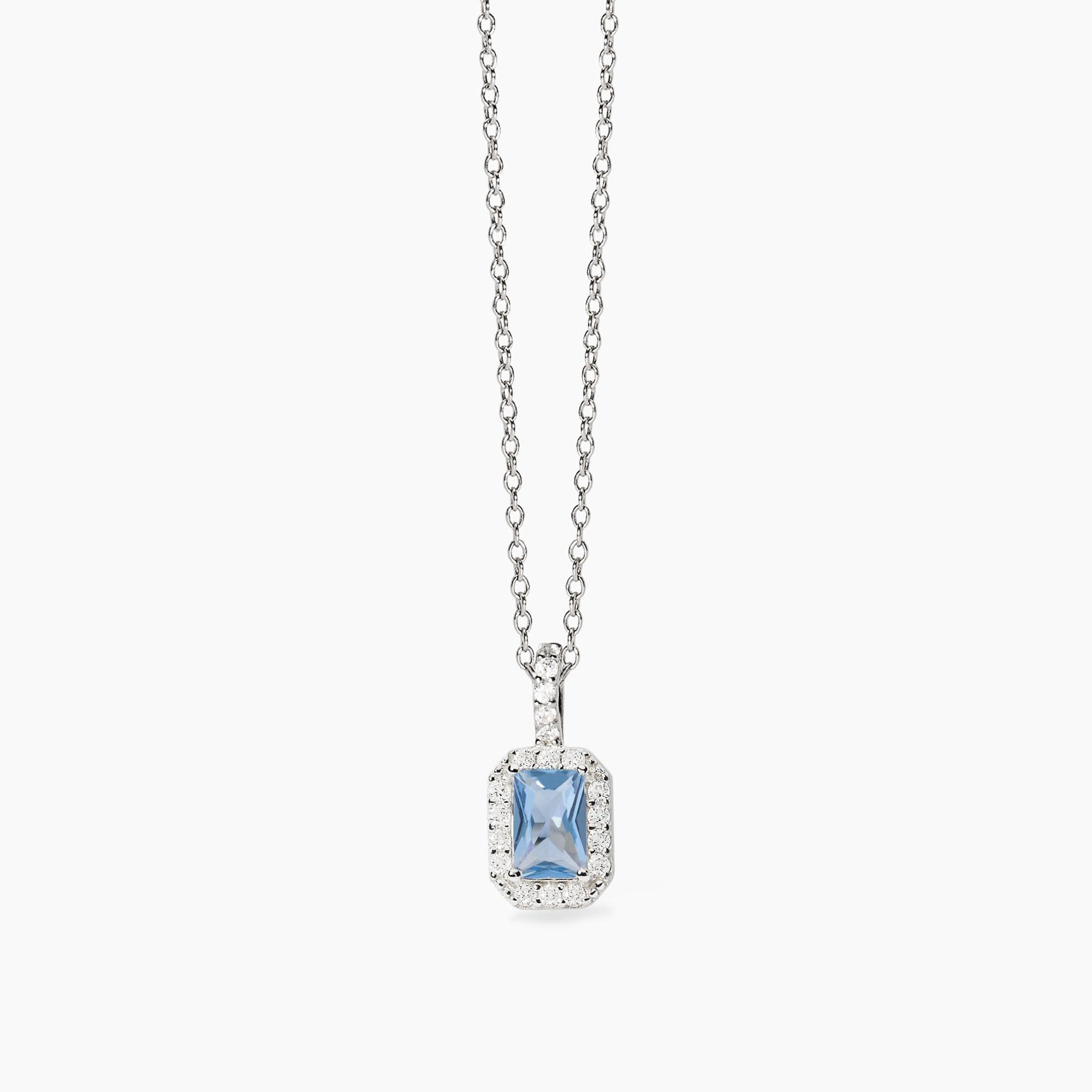 Girocollo Mabina in argento con acquamarina sintetica e zirconi