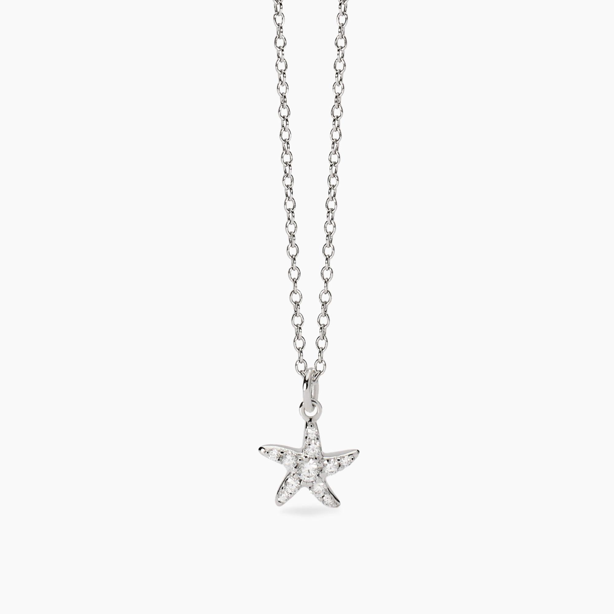 Girocollo Mabina in argento con stella marina di zirconi