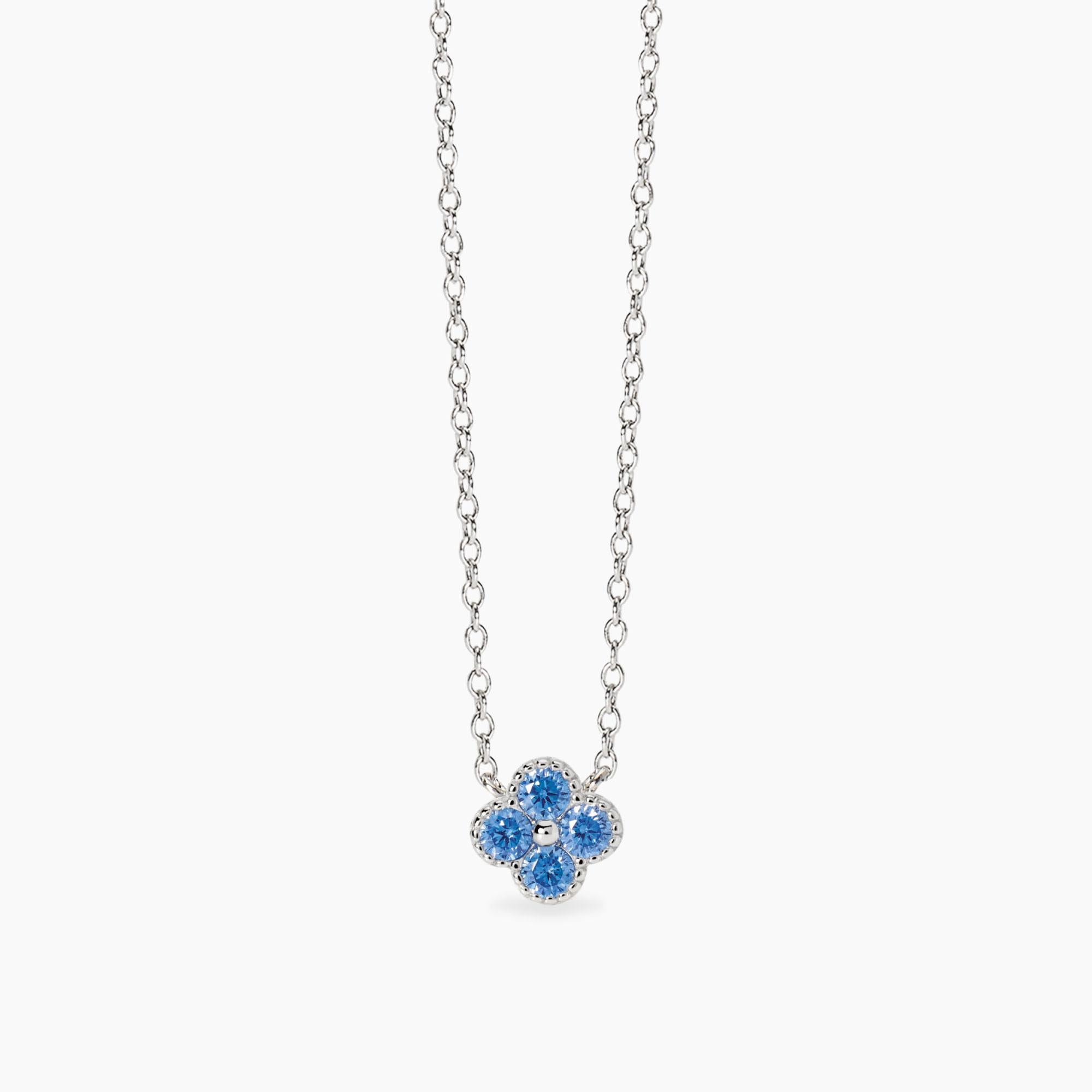 Girocollo Mabina in argento con fiore di zirconi azzurri