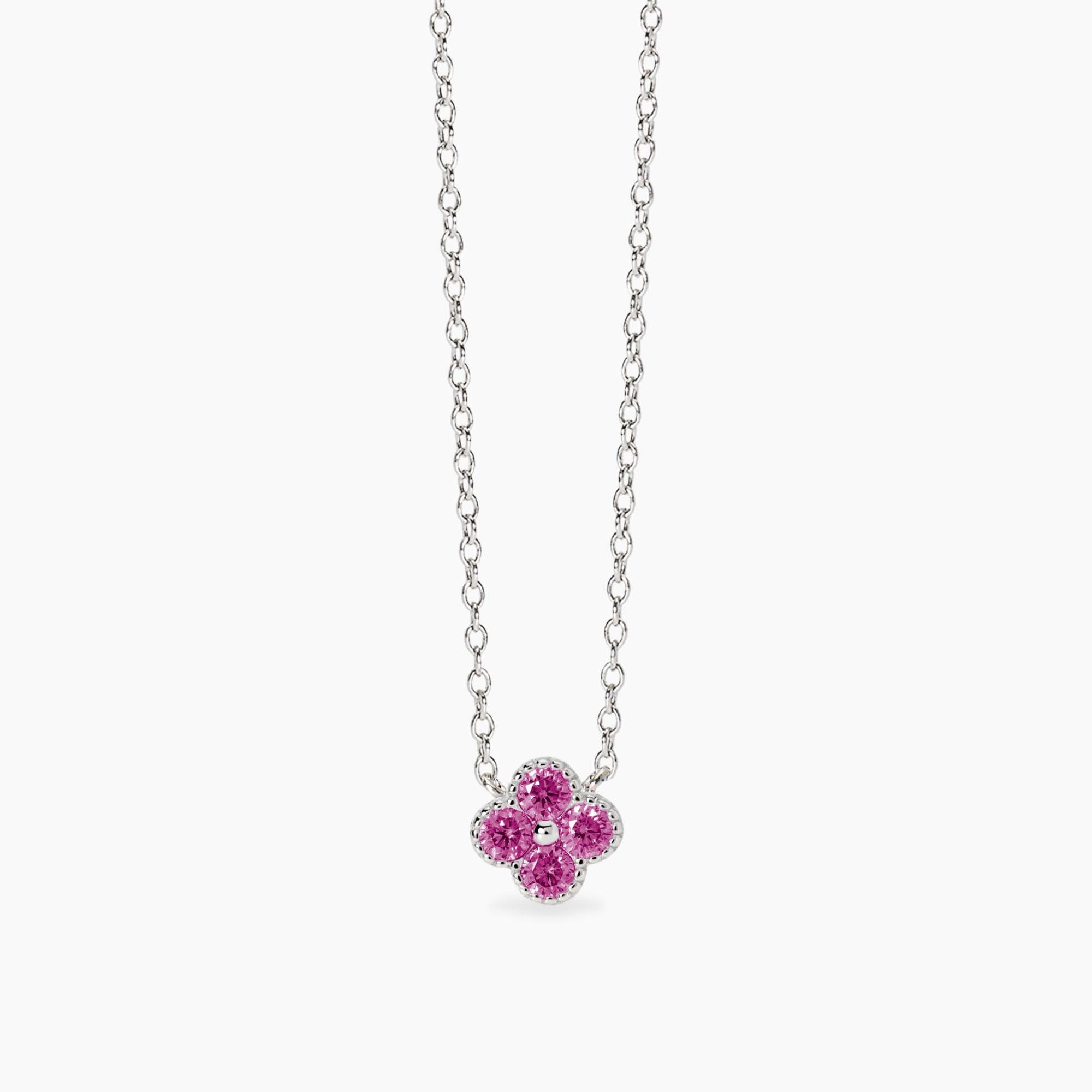 Girocollo Mabina in argento con fiore di zirconi rosa