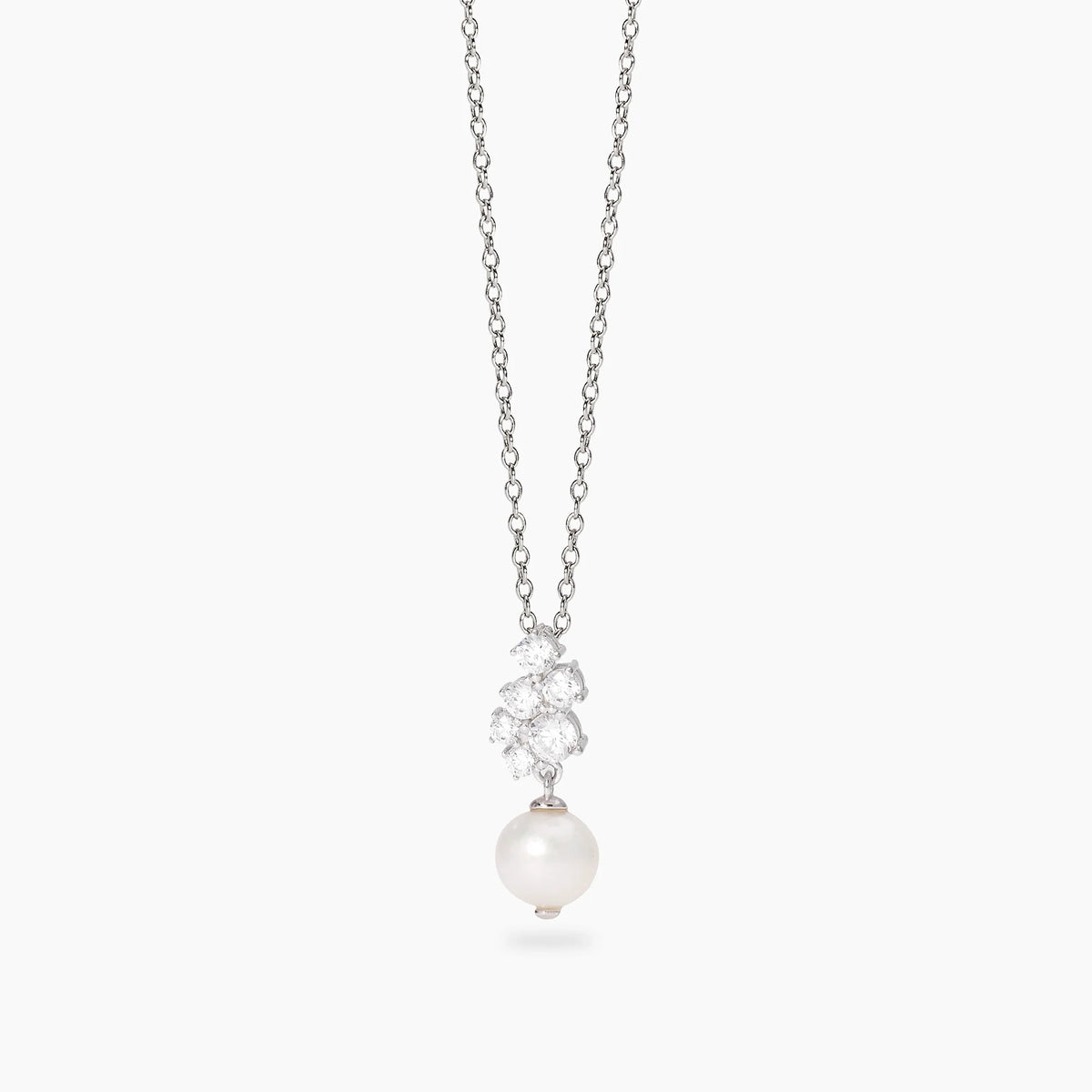 Girocollo Mabina in argento con cascata di zirconi e perla
