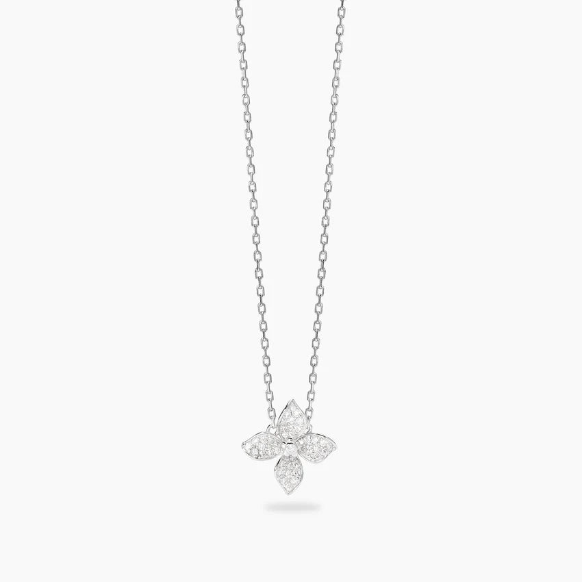 Girocollo Mabina in argento con fiore in pavé di zirconi