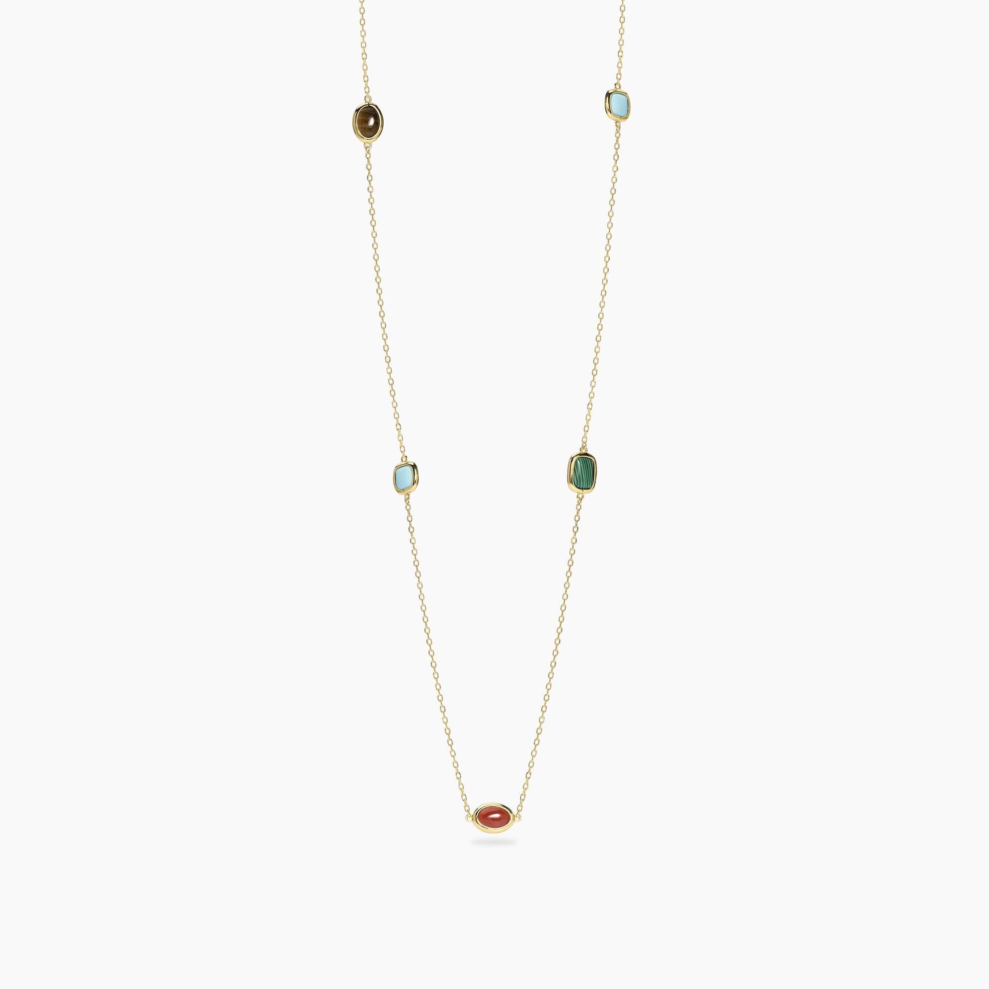 Collana Mabina in argento dorato con pietre colorate