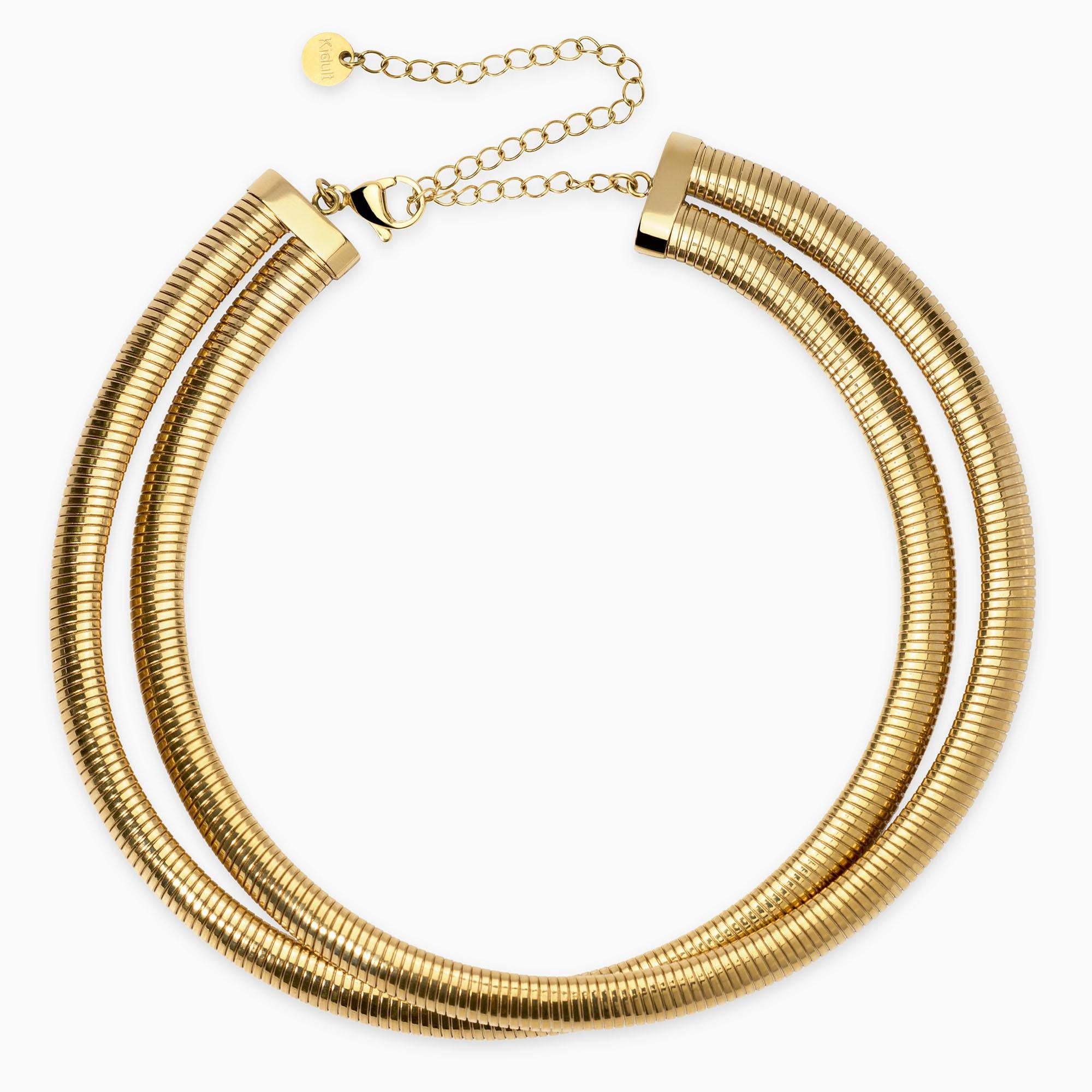 Girocollo Kidult Style dorato con doppia catena tubogas