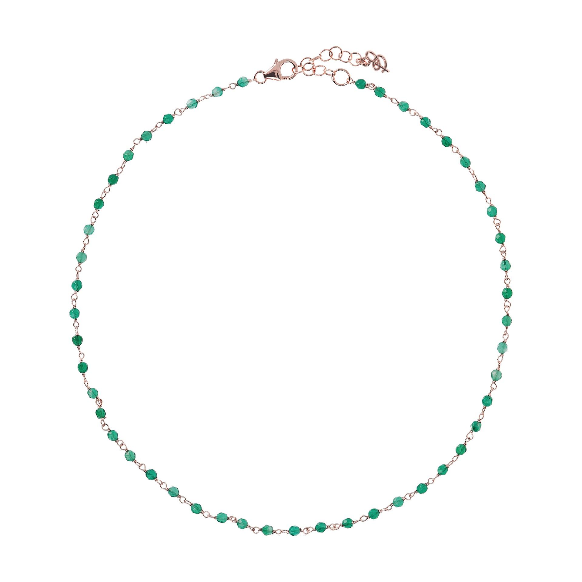 Collana Bronzallure golden rosè con agata verde