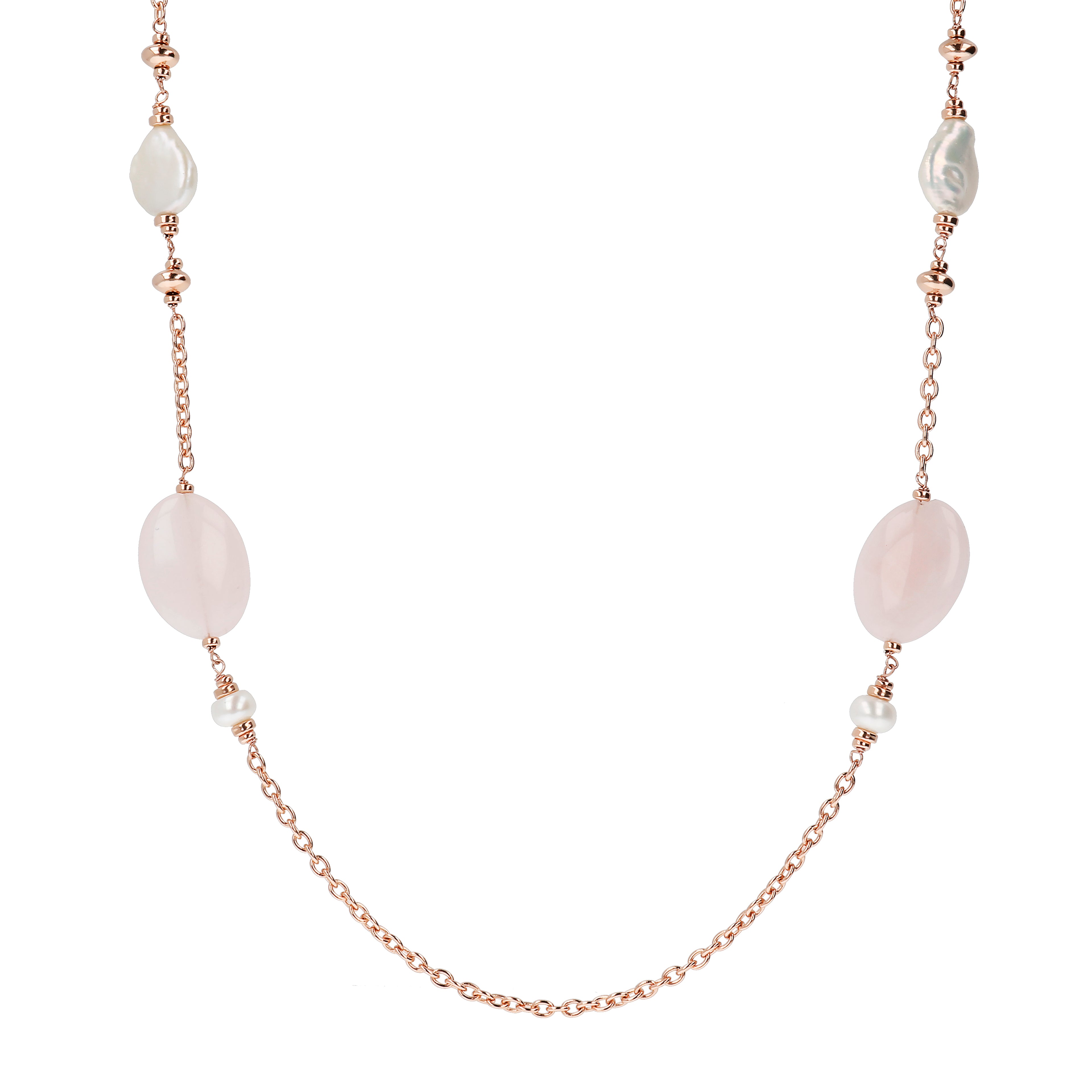 Collana Bronzallure golden rosé con perle e pietre colorate