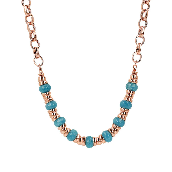 Collana Bronzallure con rondelle e pietra sfaccettata