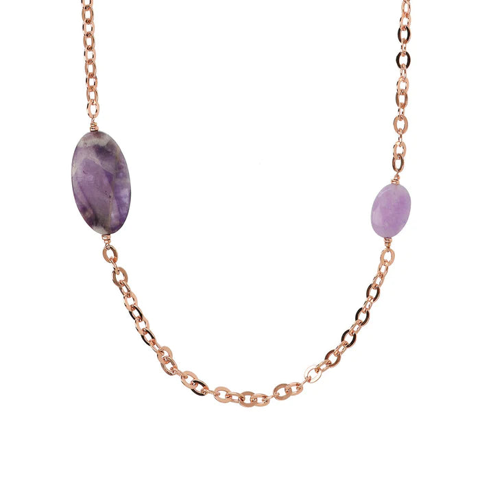 Collana Bronzallure con ametista e quarzite ovali