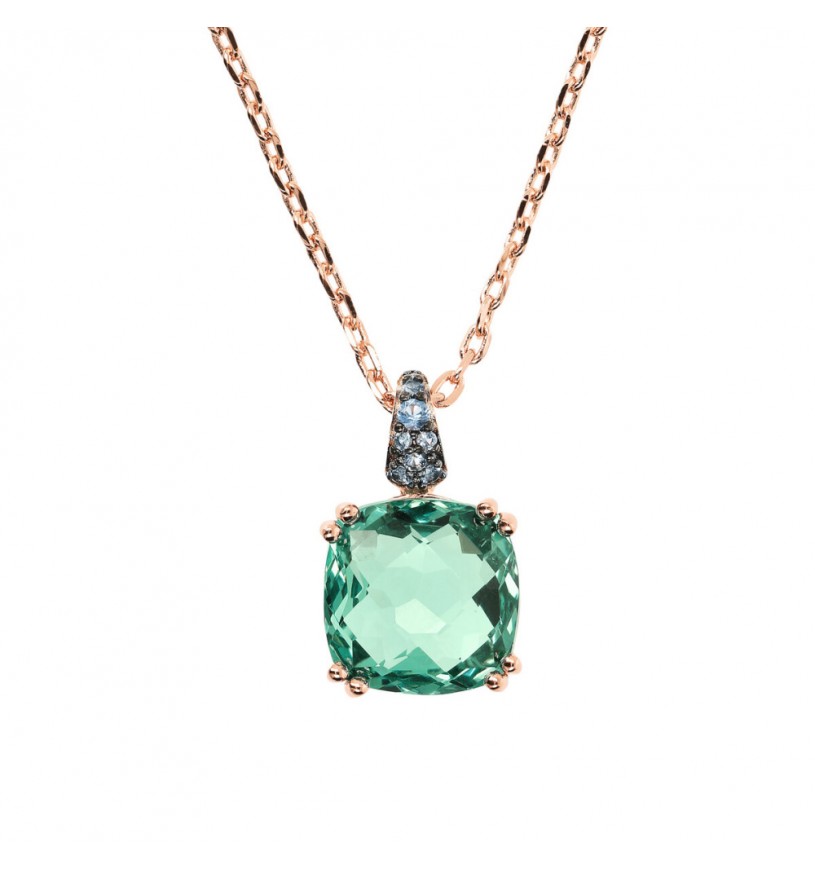 Collana Bronzallure con pendente quadrato verde