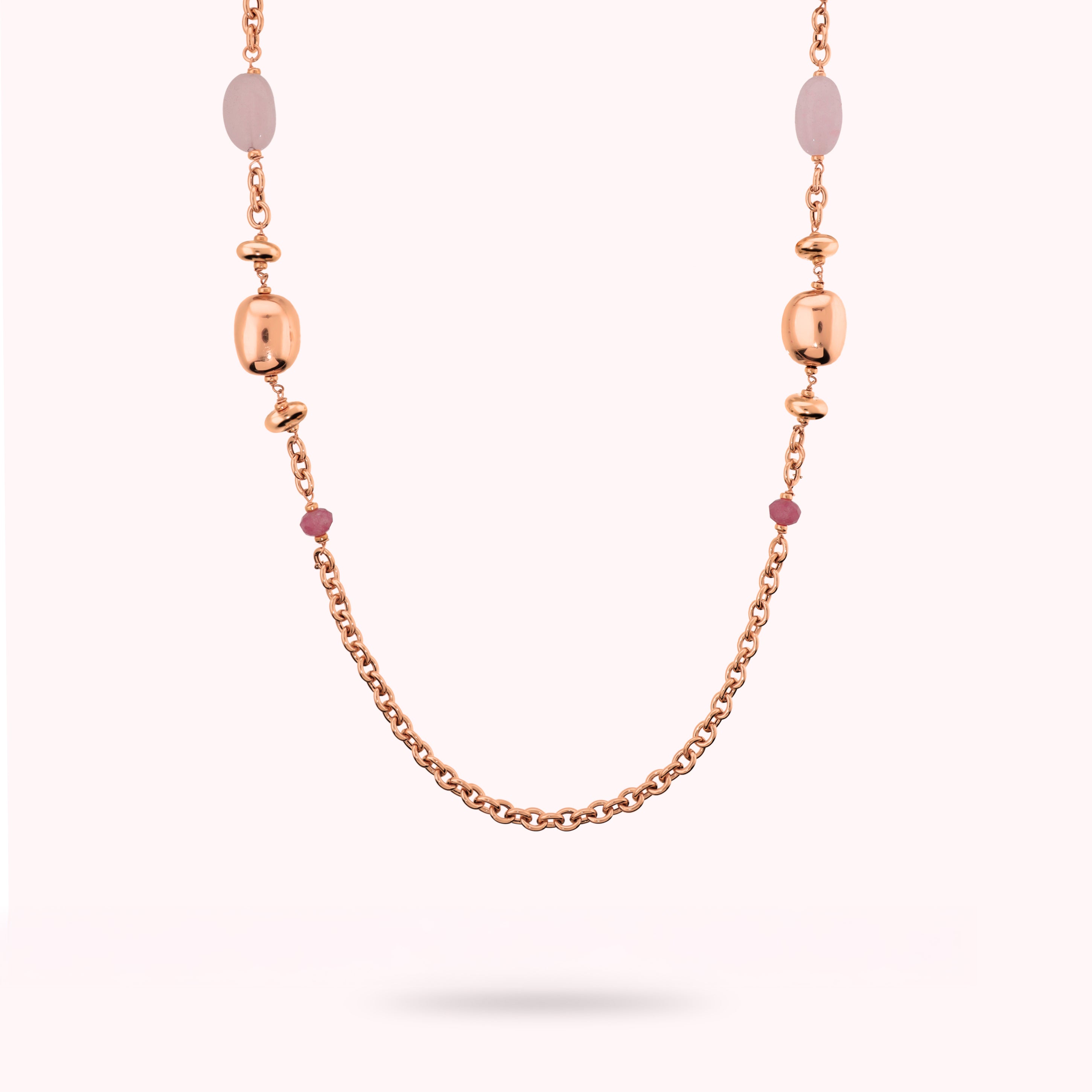 Collana Bronzallure golden rosè con quarzite rosa