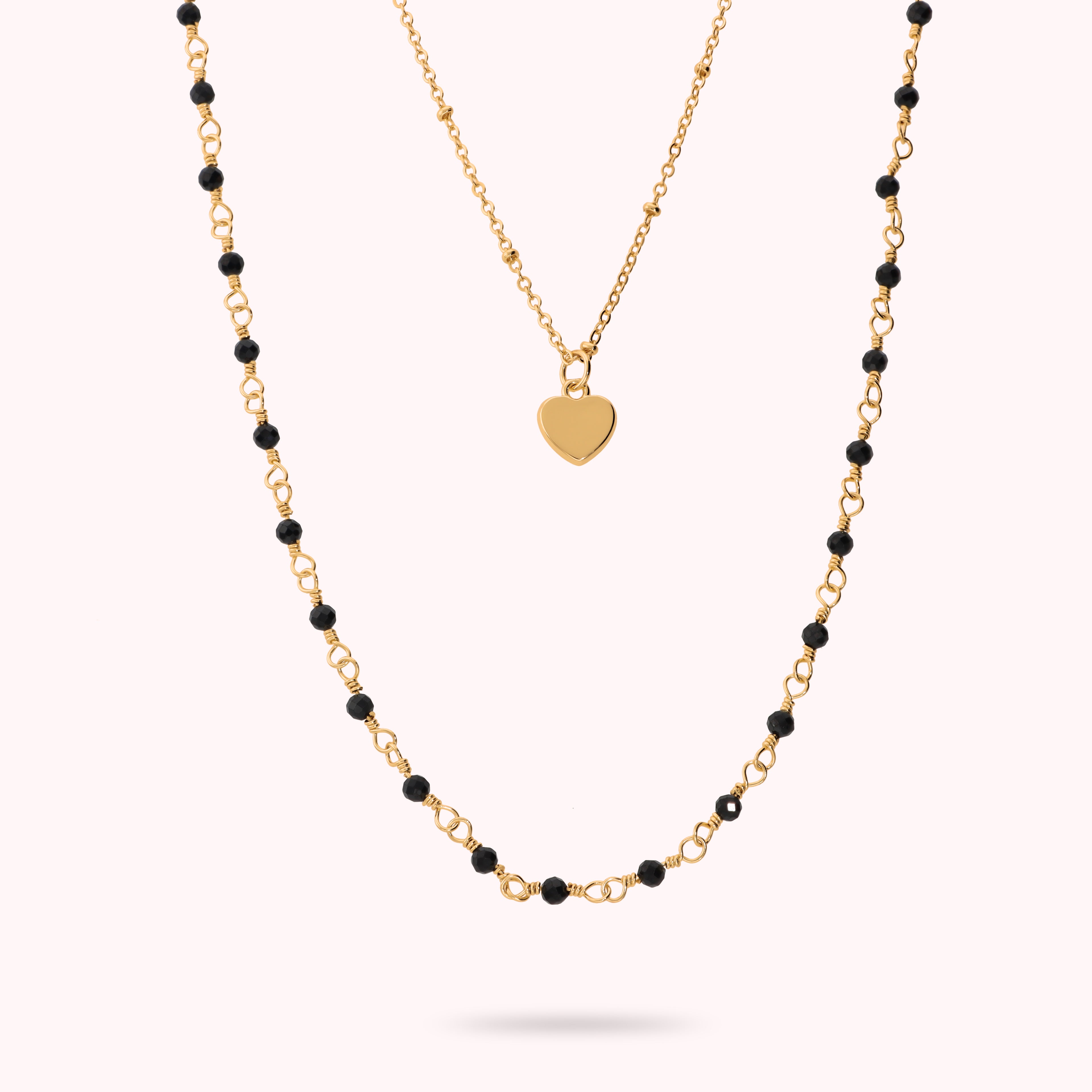 Collana Bronzallure golden con pietre nere