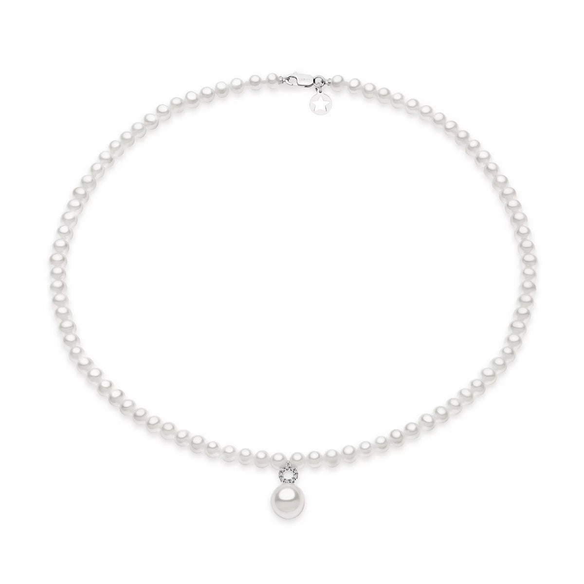 Collana Comete in oro bianco 18K con perle e diamanti