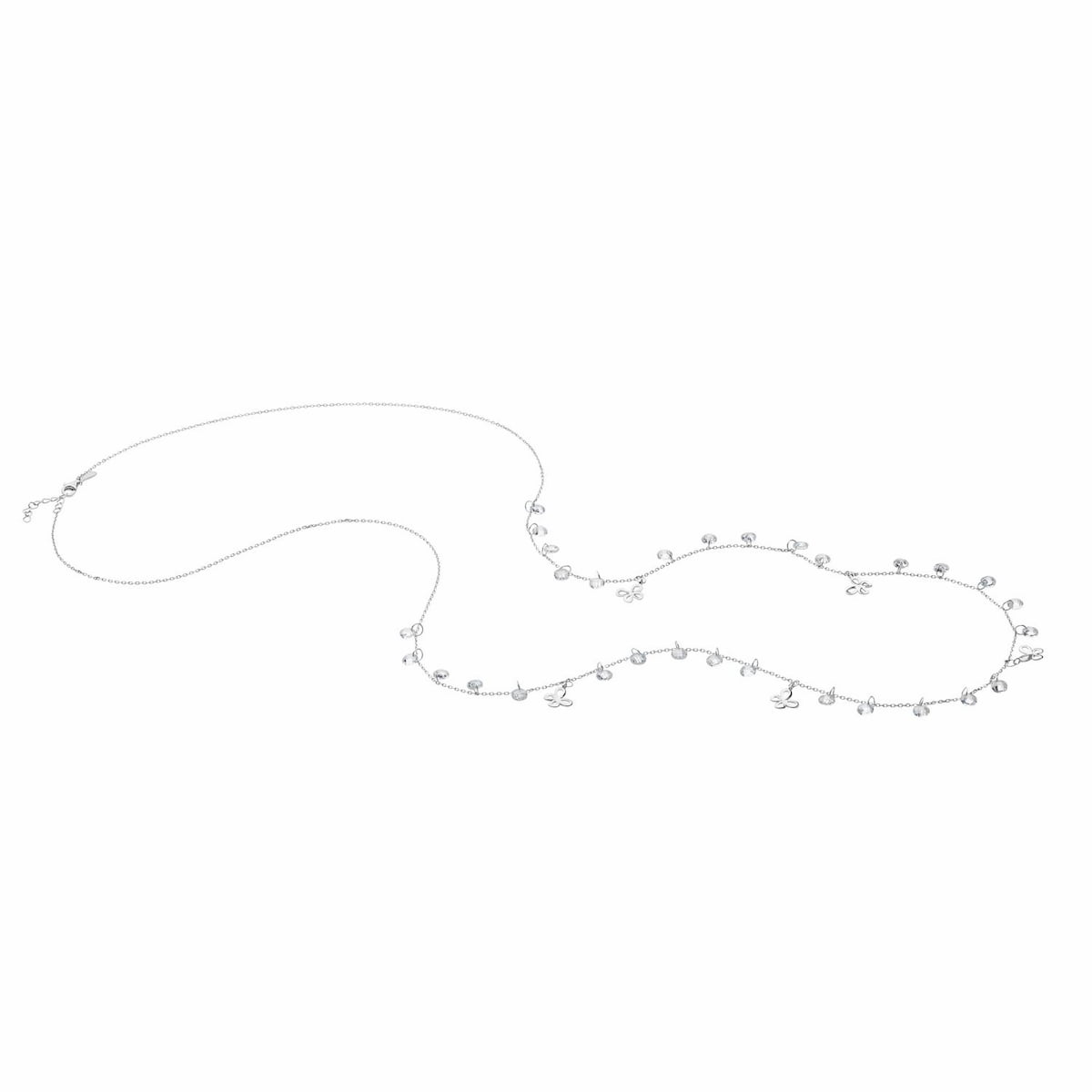 Collana Comete in argento e cristalli briolette alternati con farfalle