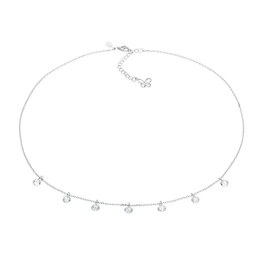 Collana Comete in argento e cristalli briolette bianchi