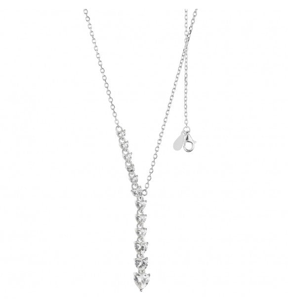 Collana Comete con cristalli bianchi a cuore