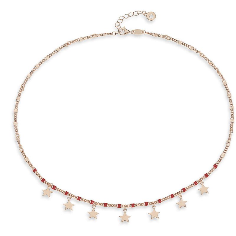 Collana Comete con stelle e smalto rosso