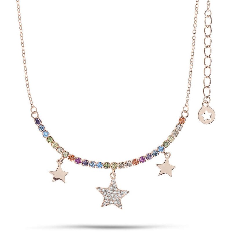 Collana Comete in argento con stella e zirconi multicolore