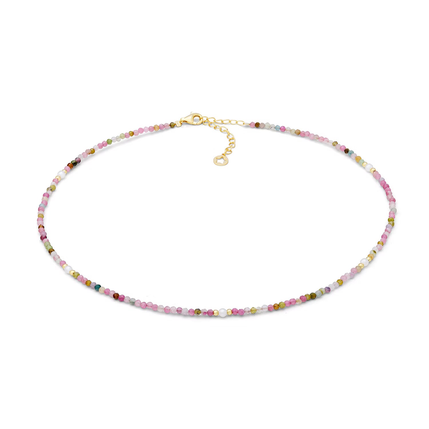 Girocollo Comete in argento con tormalina e perle