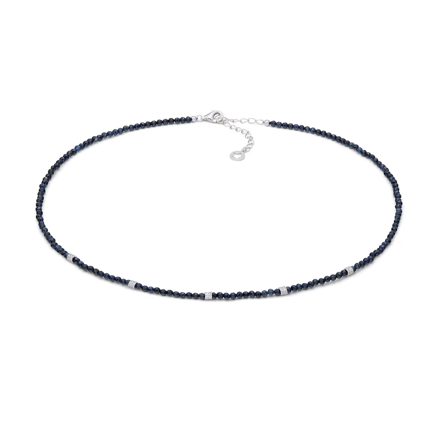 Girocollo Comete in argento con radice di zaffiro blu intenso e zirconi