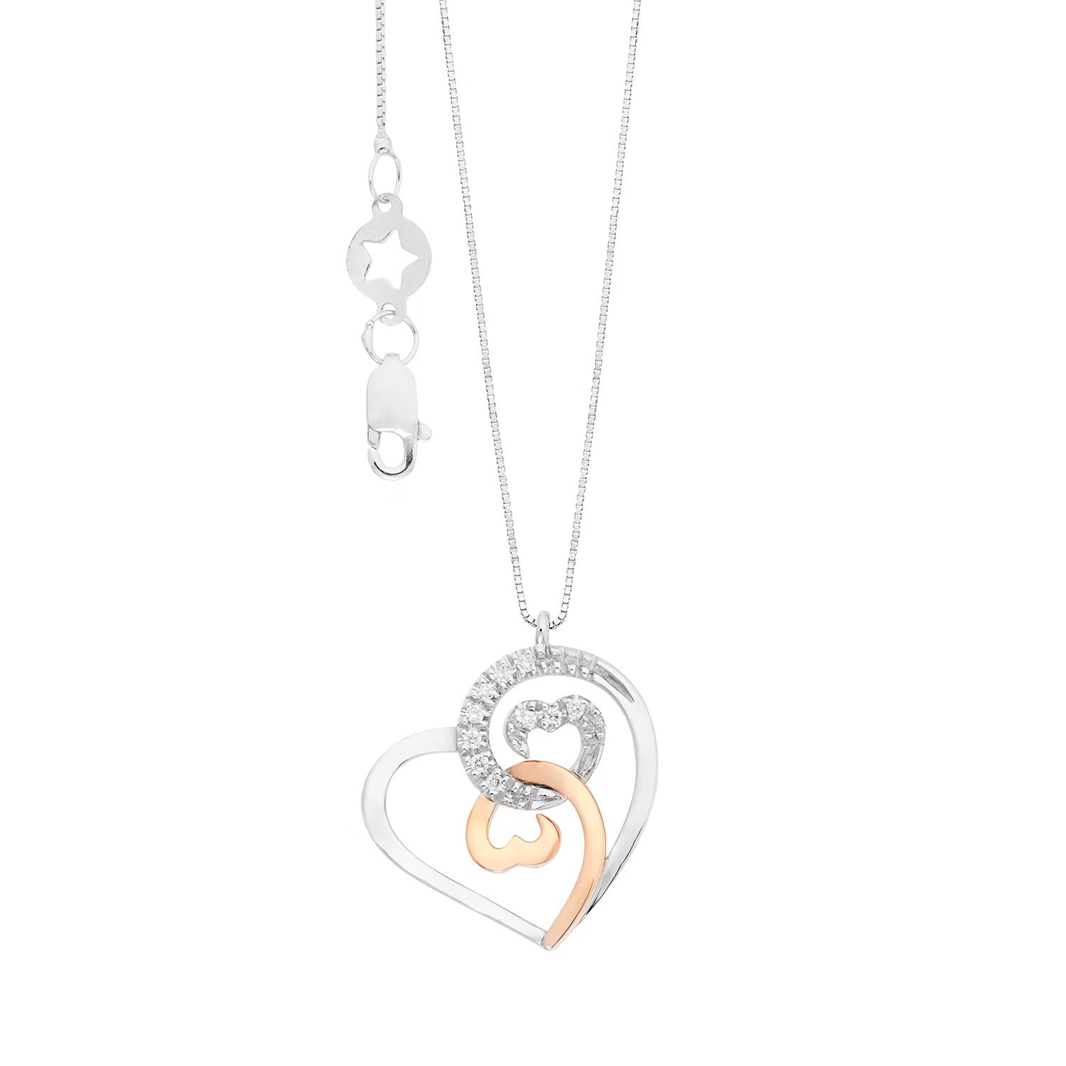 Girocollo Comete in oro bianco e rosa 18K con diamanti