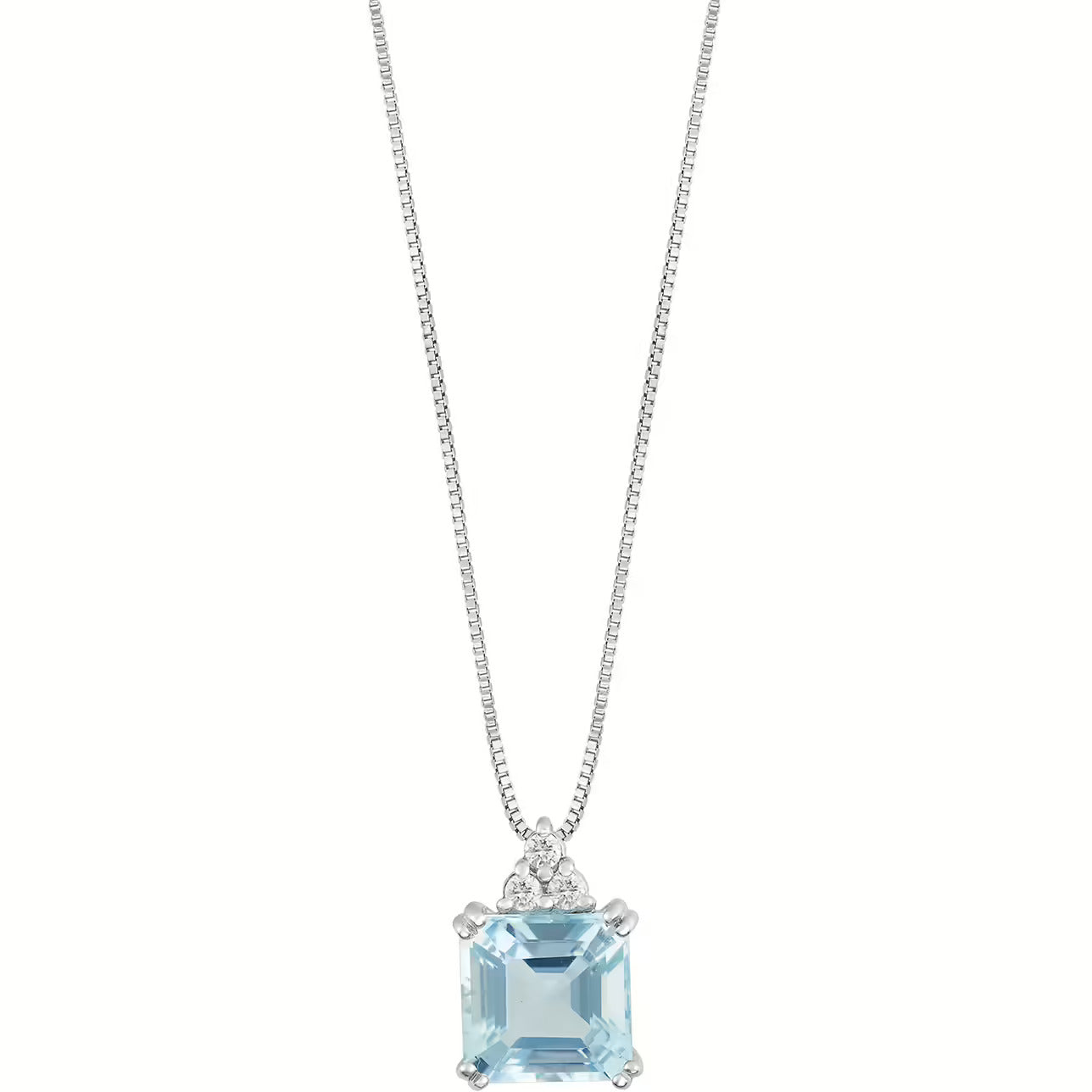Collana Comete in oro bianco 18K con diamanti e acquamarina