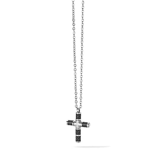 Collana Comete in acciaio con croce