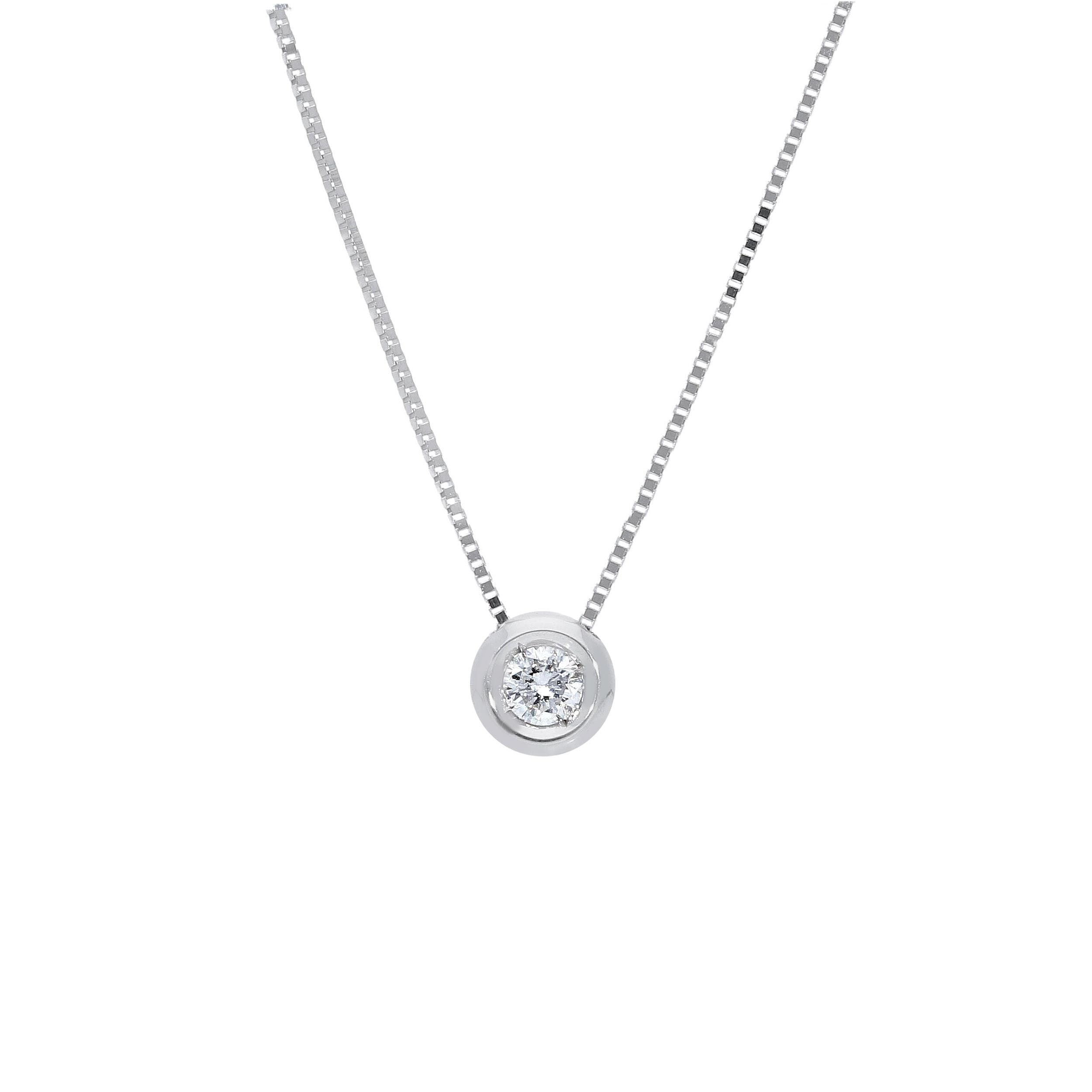 Girocollo Abeni in oro bianco 18K con diamante naturale punto luce solitario