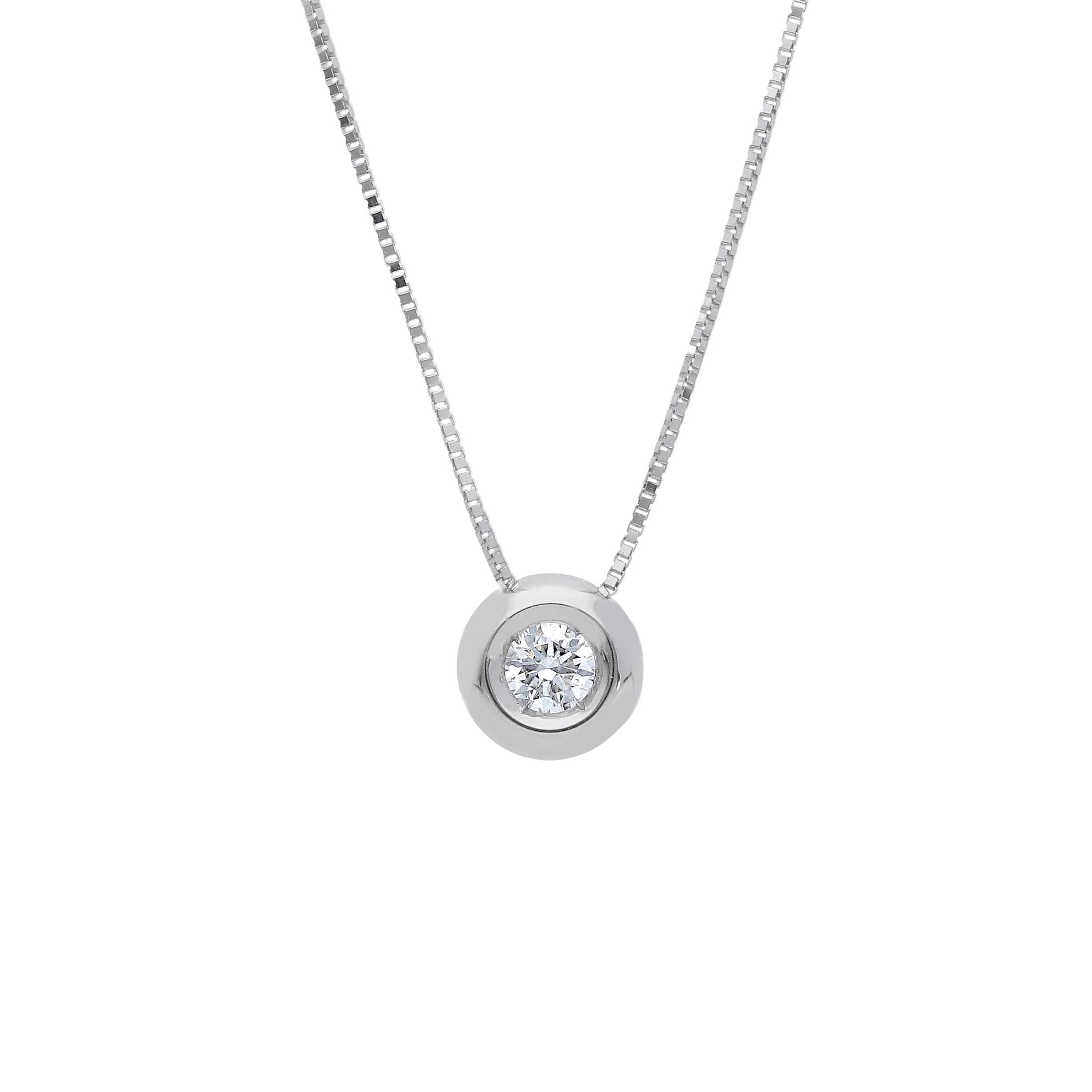 Girocollo Abeni in oro bianco 18K con diamante naturale punto luce solitario