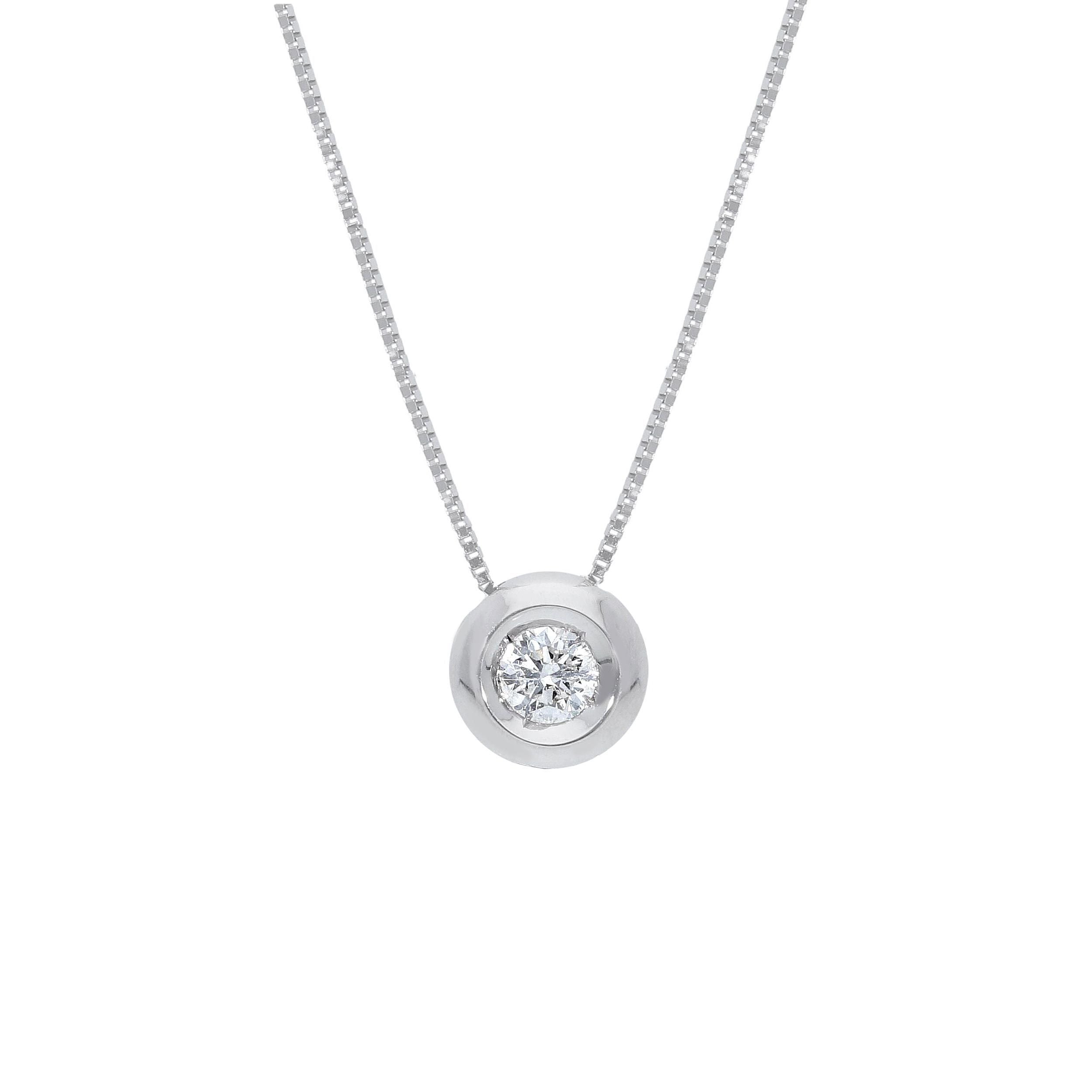 Girocollo Abeni in oro bianco con diamante naturale punto luce solitario